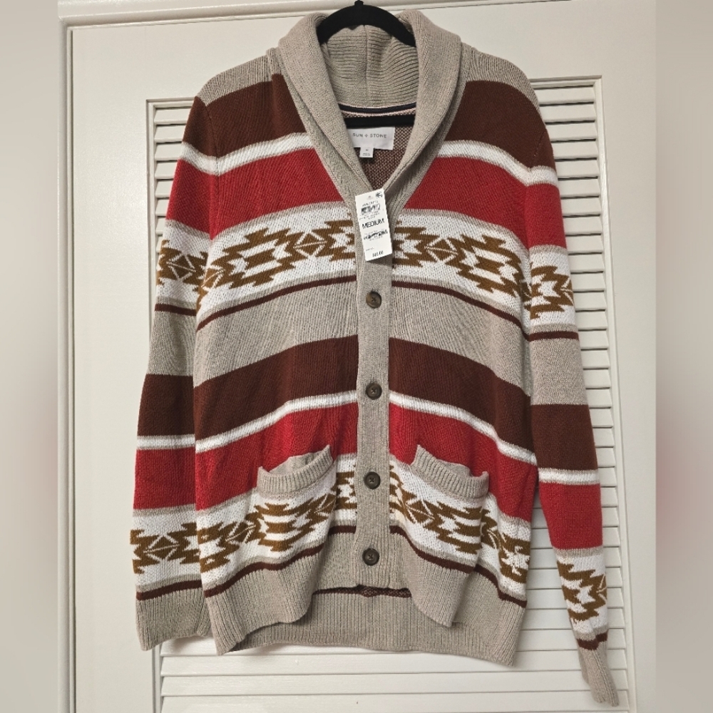 Sun + Stone - (NWT) Men's 100% Cotton Cozy Knit Button Sweater